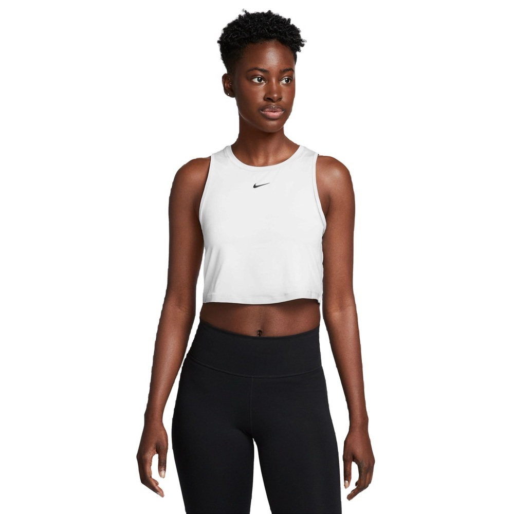 Nike White Dri-FIT Performance Tank with Black Swoosh